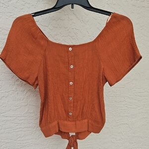 Elegant Rust Button-Down Blouse